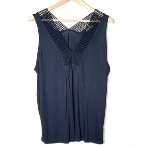 Lascana 44/46 black sleeveless tank top shirt size XL B192